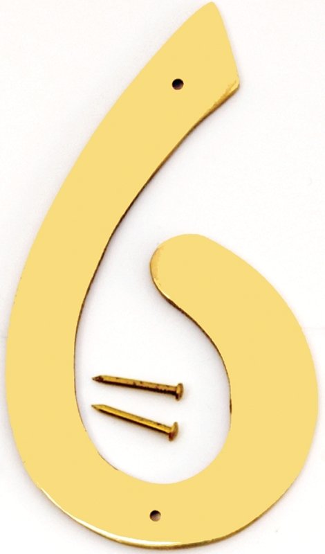 NUMBER HOUSE 6 SB 4IN POL BRS 