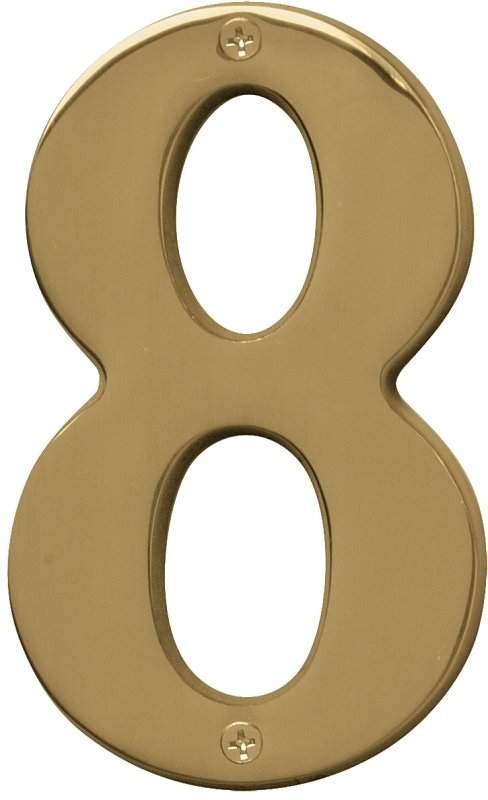 NUMBER HOUSE 8 SB 5IN POL BRS 