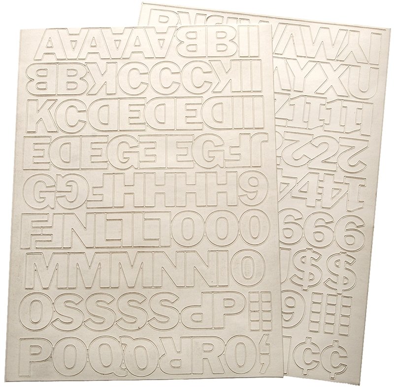 NUMBER/LETTER SET 1IN VNYL WHT