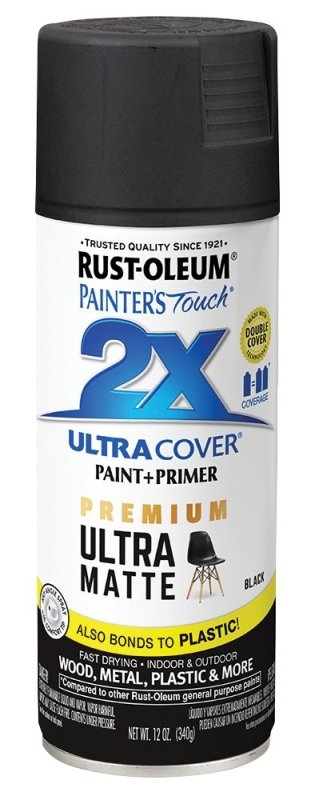 PAINT SPRAY MATTE BLACK 12OZ  
