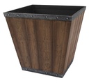 PLANTER BARREL SQ BROWN 14.5IN