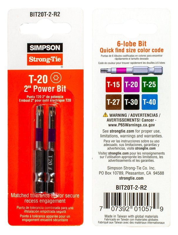 POWER BIT DRIVER T20 6L 2IN   