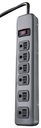 PWRSTRP GRY LIT SWTCH 6OUT 5FT