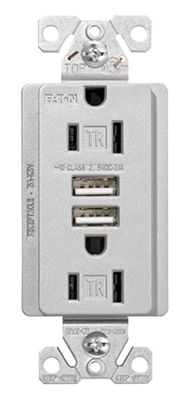 RECEPT DPLX USB 15A 125V SG   