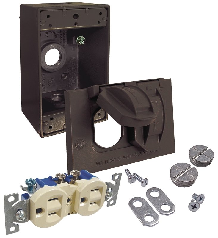 RECEPTACLE/CVR DPLX KIT BRZ 1G