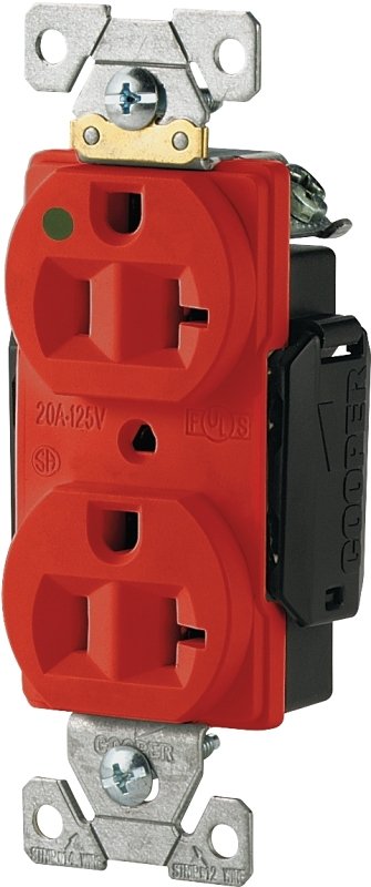 RECPT DUPLEX HOSP 3WRE 20A RED