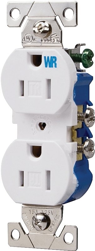 RECPT DUPLEX TR/WR 3W 15A WHT 
