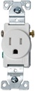 RECPT SNGLE COMM TR 3W 15A WHT