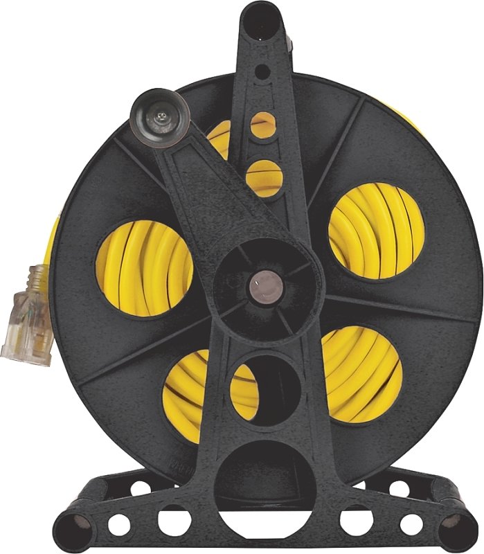 REEL CORD STOR W/STND PLAS BLK