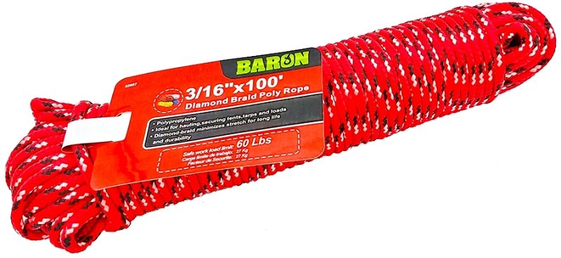 ROPE POLYP DB 3/16INX100FT    