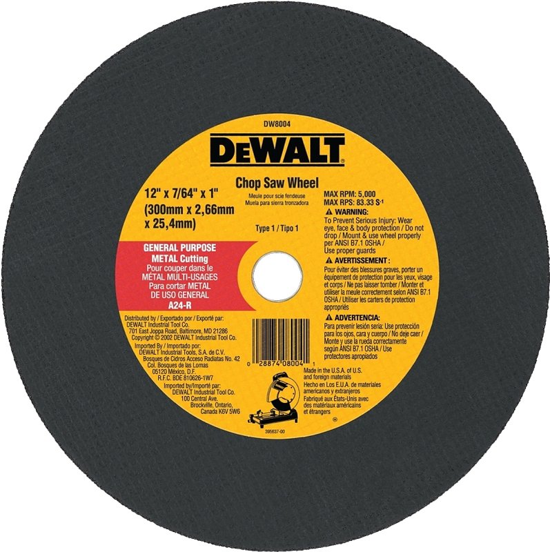 SAW CHOP WHEEL METAL 12X3/32IN