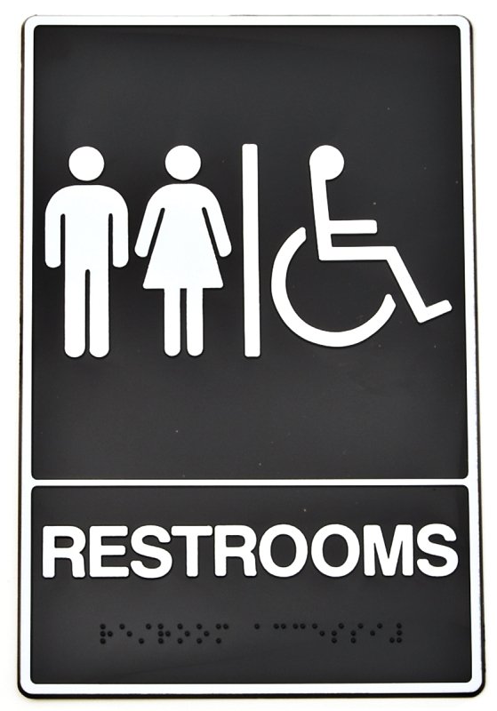 SIGN BRAILLE RESTROOM 6X9IN   