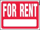 SIGN FOR RENT RED/WHITE24X18IN