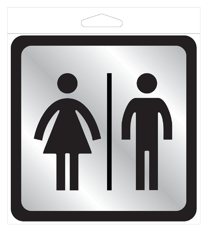 SIGN PLASTIC RESTROOMS 4INX4IN