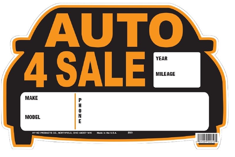 SIGN PLST AUTOFOR SLE 8.5X13IN