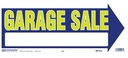 SIGN PLST GARAGE SALE 9INX18IN