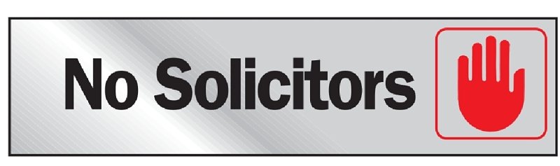 SIGN VNY NO SOLICITORS 2INX8IN