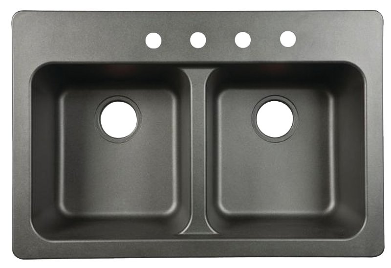 SINK DBL BOWL 9IN TECTONIT BLK