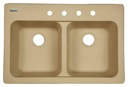 SINK DBL BOWL 9IN TECTONT SAND