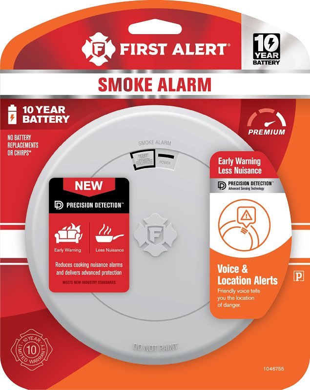 SMOKE ALARM VOICE DC B/O 10YR 
