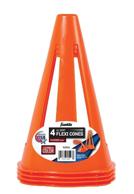 SOCCER CONES 9IN W/LABEL 4CT  