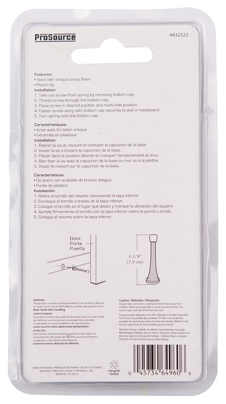 SPRING DOOR STOP HD ANT BRS   