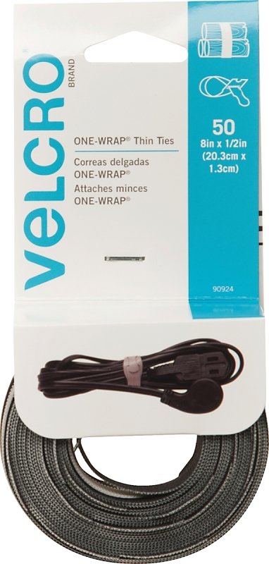 STRAP VELCRO 1/2X8IN BLK/GRY  