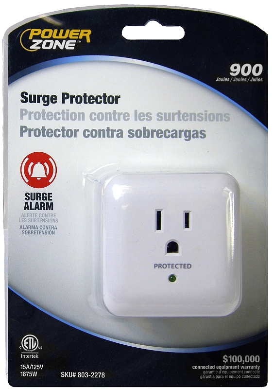 TAP SURGE/ALARM 1OUT 900J WHT 