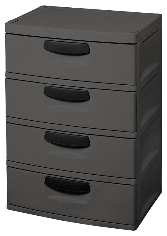 UNIT 4-DRWR GRY W/BLK HDL/INTR