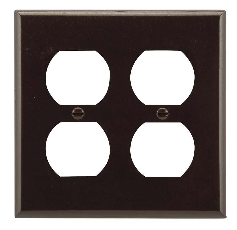 WALL PLATE 2GNG DPLX RECPT BRN