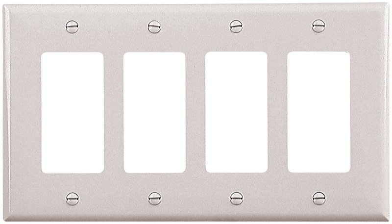 WALL PLATE 4 GANG DECR MID WHT