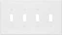 WALL PLATE 4GANG TGL STD WHITE
