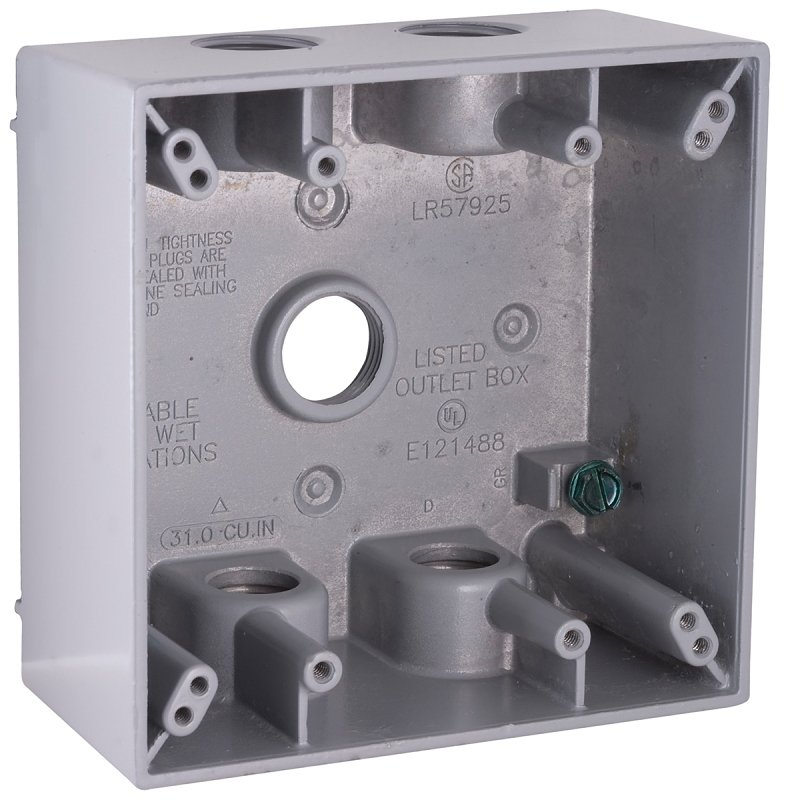 WALLPLATE BOX GRY 2G 5CT 1/2IN