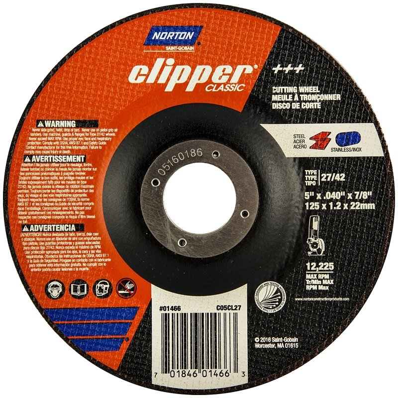 WHEEL CUTOFF T27 5X0.045X7/8IN