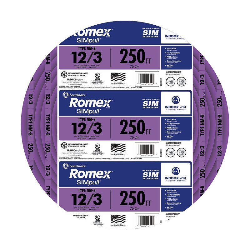 WIRE BUILD 12/3NM WGX250FT 20A