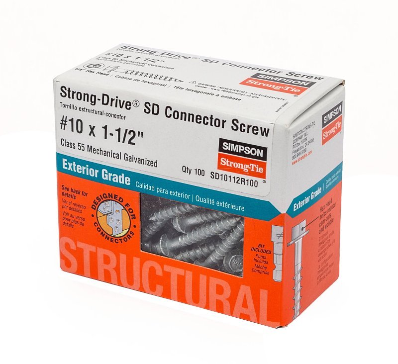 WOOD SCREW 1/4HEX NO10X1-1/2IN