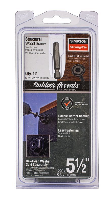 WOOD SCREW T40 6L BLACK 5.5IN 