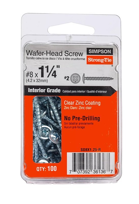 WOOD SCREW WAFER NO8 X 1-1/4IN