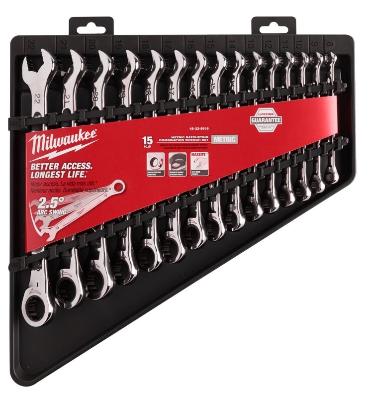 WRENCH SET COMBO RCHTNG METRIC