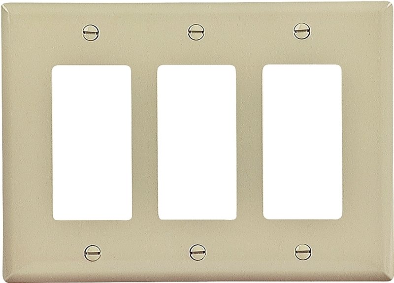 WALL PLATE 3GANG DECR MID IVRY