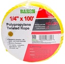 ROPE POLYP TWT YEL 1/4INX100FT