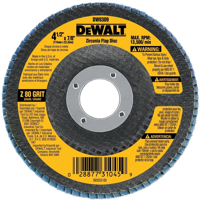 DISC FLAP 4-1/2X7/8IN 80GRIT  