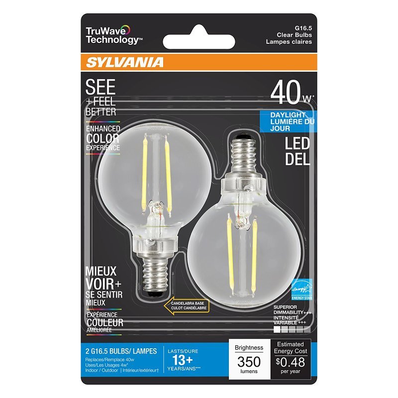 BULB LED G16.5/C CLR DAYLT 4W 