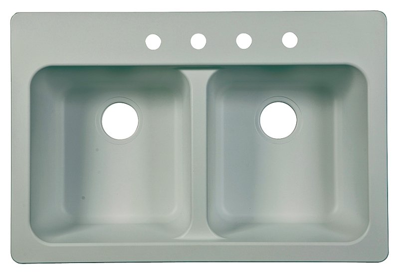 SINK DBL BOWL 9IN TECTONIT WHT
