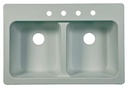 SINK DBL BOWL 9IN TECTONIT WHT
