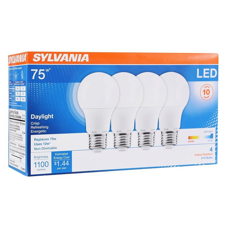 BULB LED A19 10YR 5K 4PK 75W  