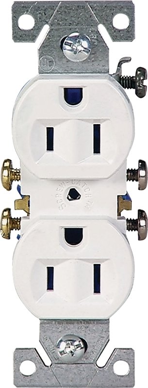 RECPT DUPLEX STD 3WIRE 15A WHT