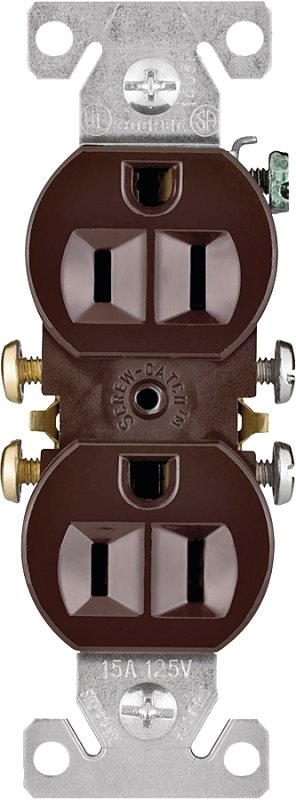 RECPT DUPLEX STD 3WIRE 15A BRN