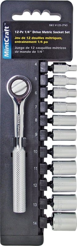 SOCKET SET 12PC 1/4DRIVE MET  