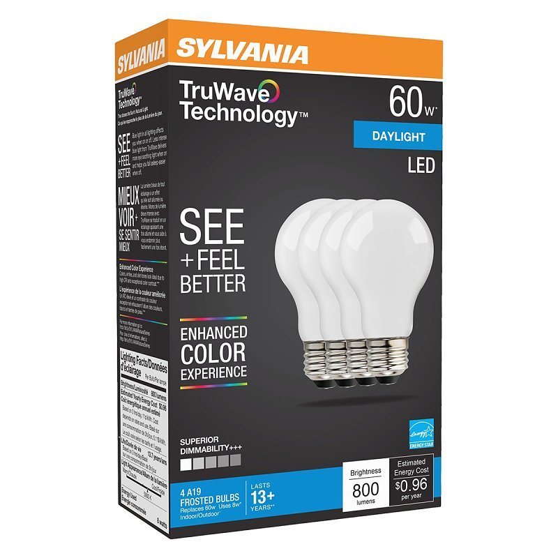 LED 8W A19 5K DIM DAYLIGHT PK4